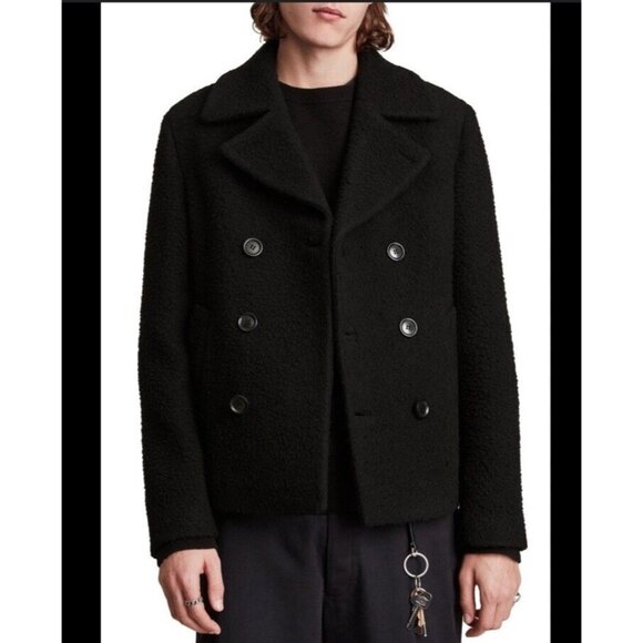 Allsaints Eds Wool-Blend Peacoat Men's Black 38 - Picture 14 of 15